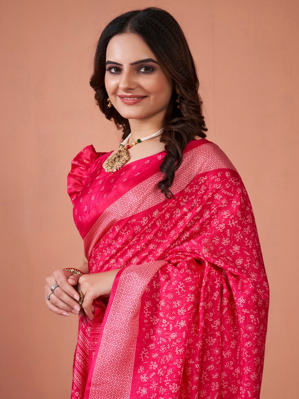 Pink Silk Saree - Image 4