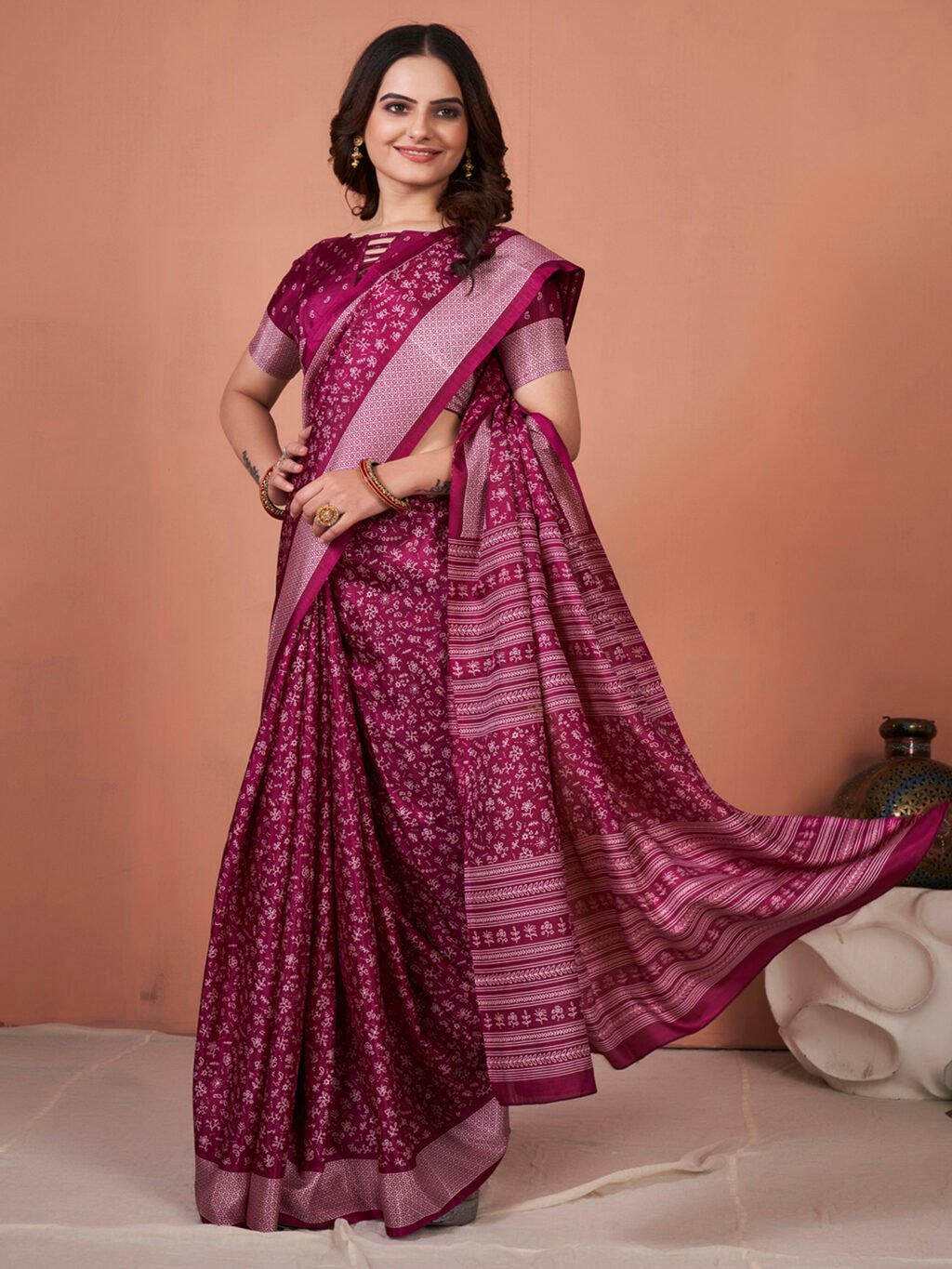 Image of Magenta Silk Saree