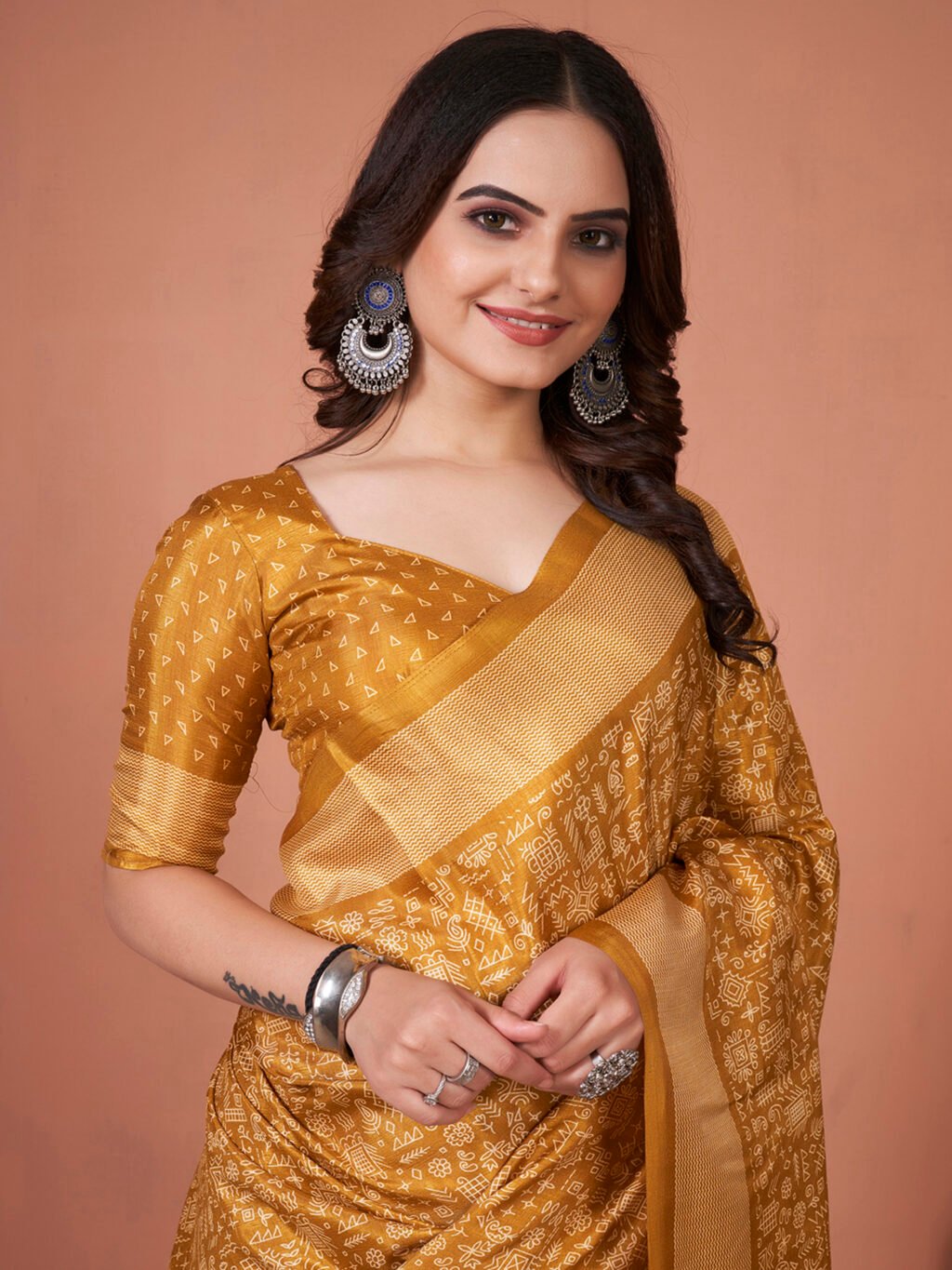Mustard Silk Saree - Image 4