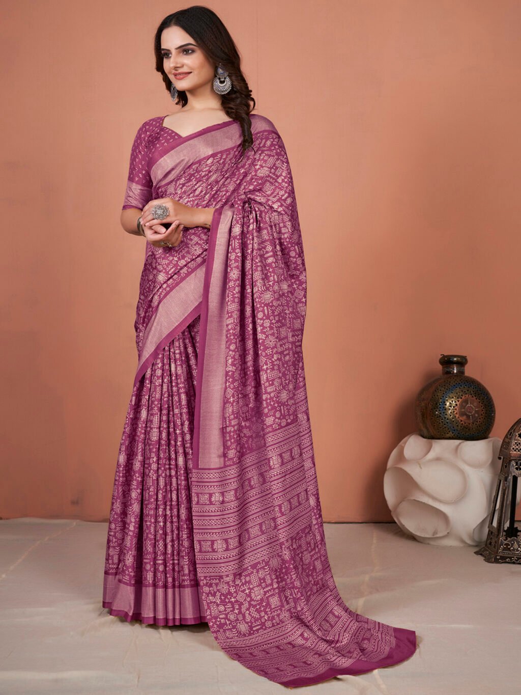 Image of Magenta Silk Saree