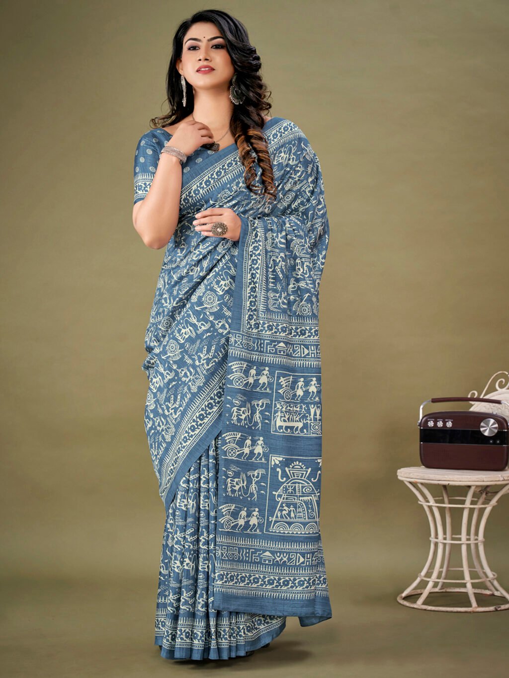 Blue Silk Saree - Image 3
