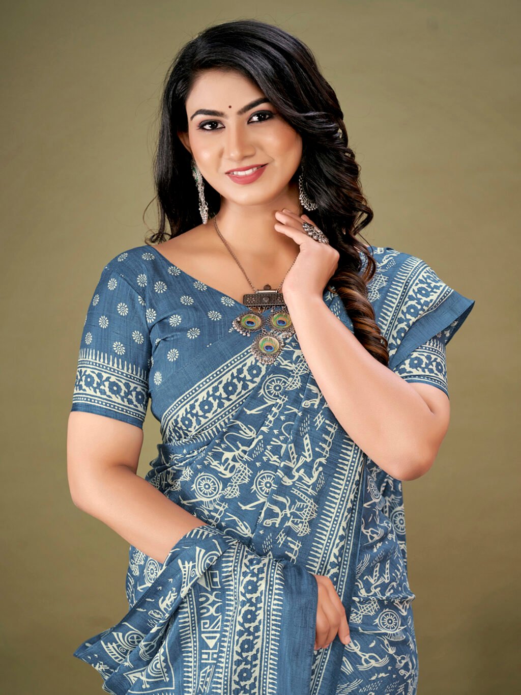 Blue Silk Saree - Image 4