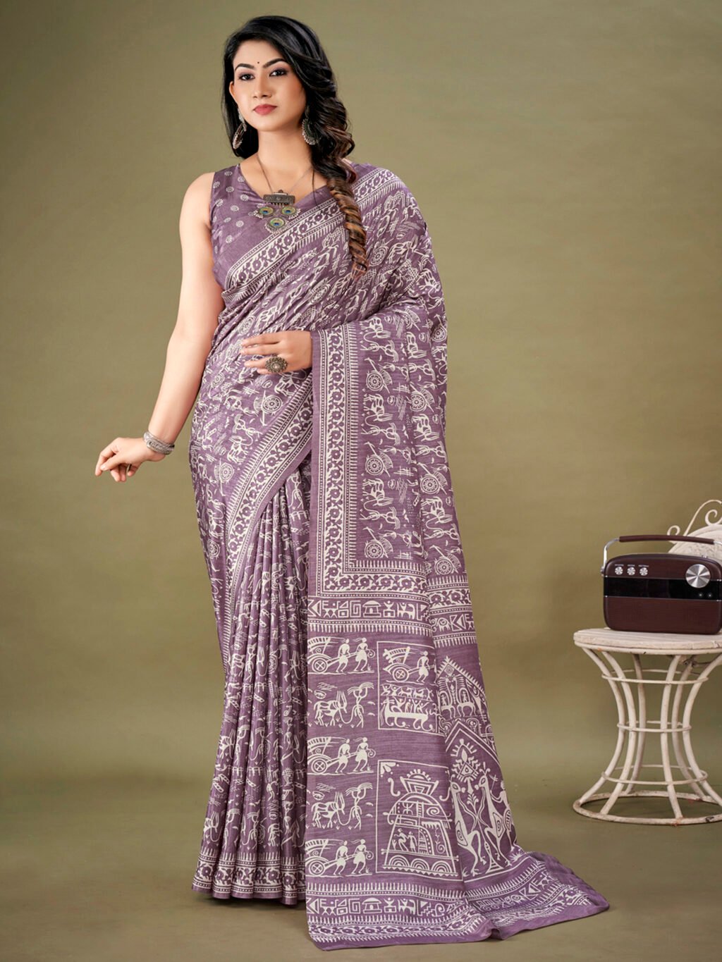 Image of Mauve Silk Saree