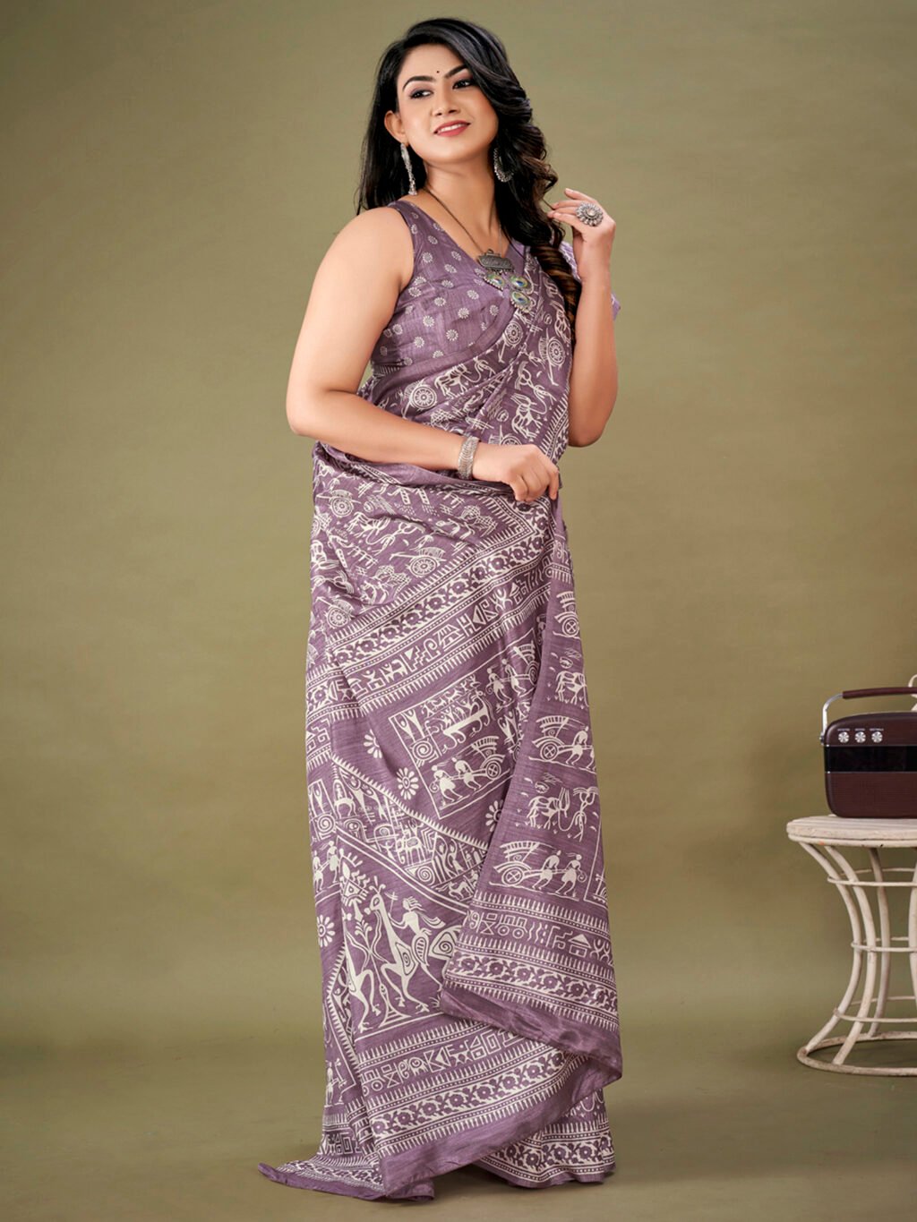 Mauve Silk Saree - Image 3