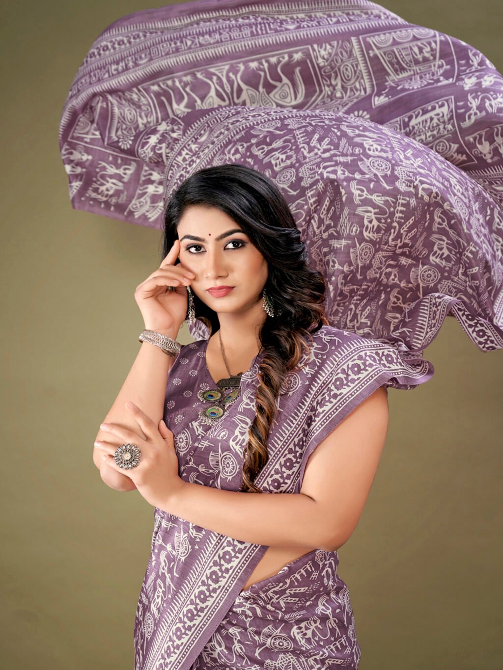 Mauve Silk Saree - Image 4
