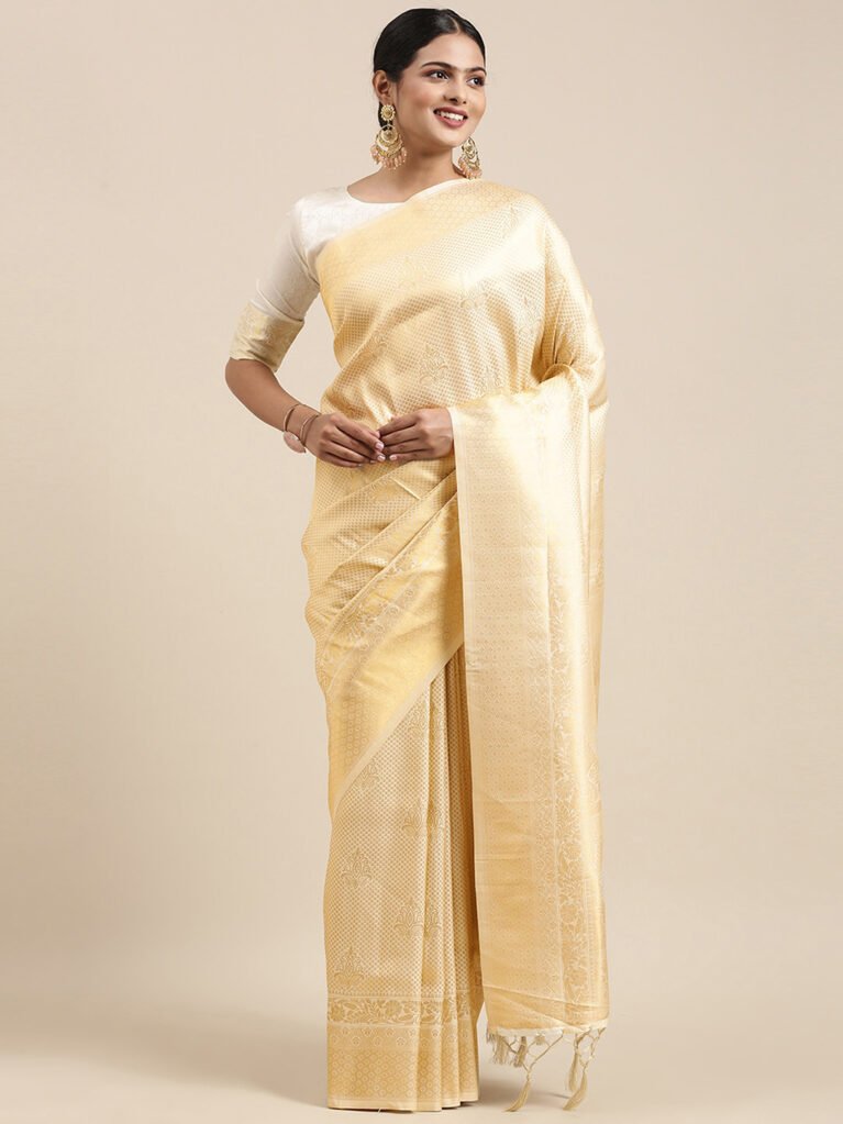 Glow Golden Kanjeevaram Woven Silk Saree