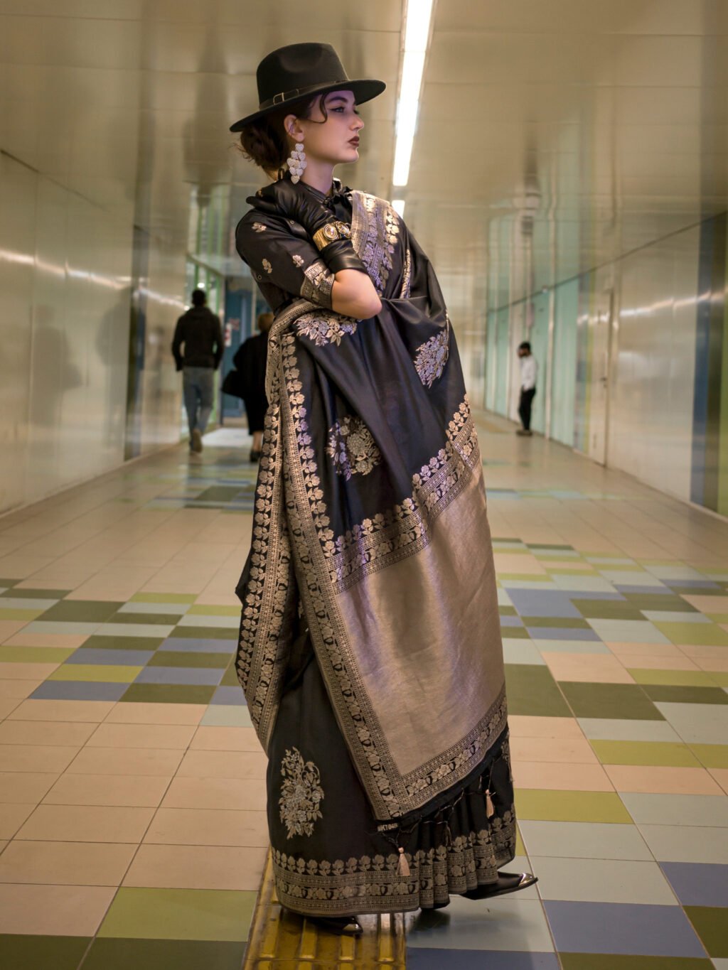 Image of Black Silk Saree
