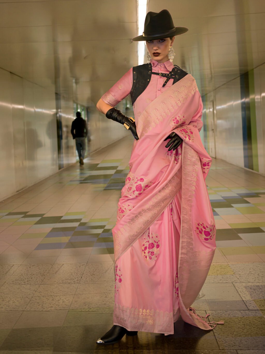 Image of Pink Silk Saree