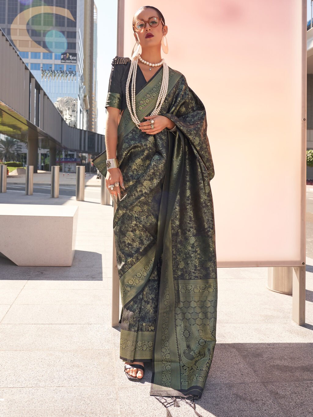 Image of Black Silk Saree