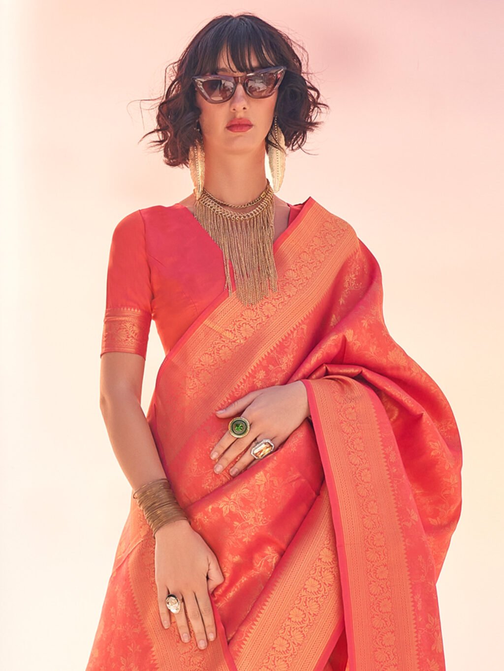 Peach Silk Saree - Image 3