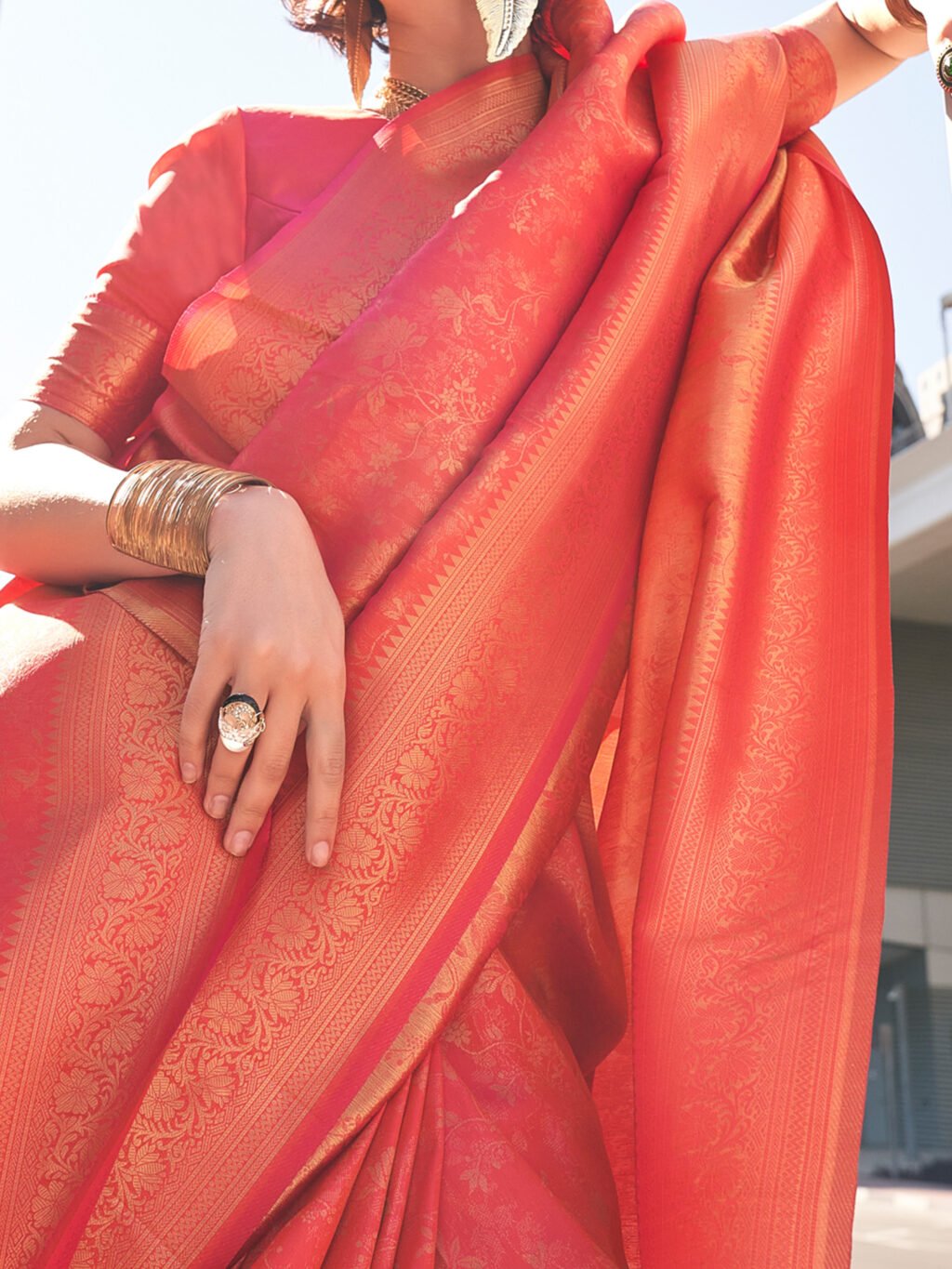 Peach Silk Saree - Image 4