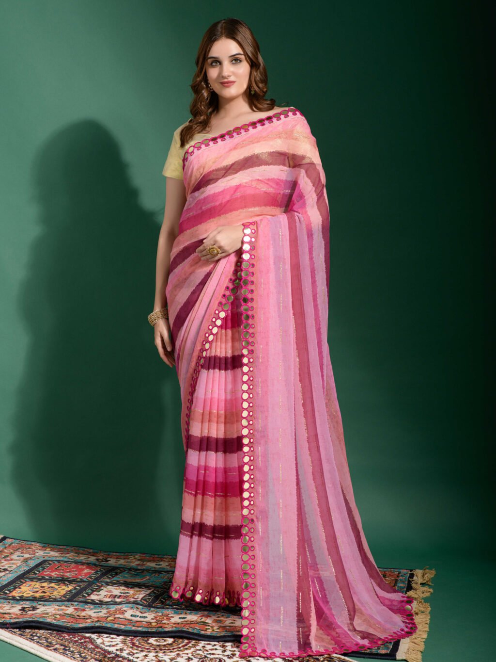 Image of Pink Chiffon Saree