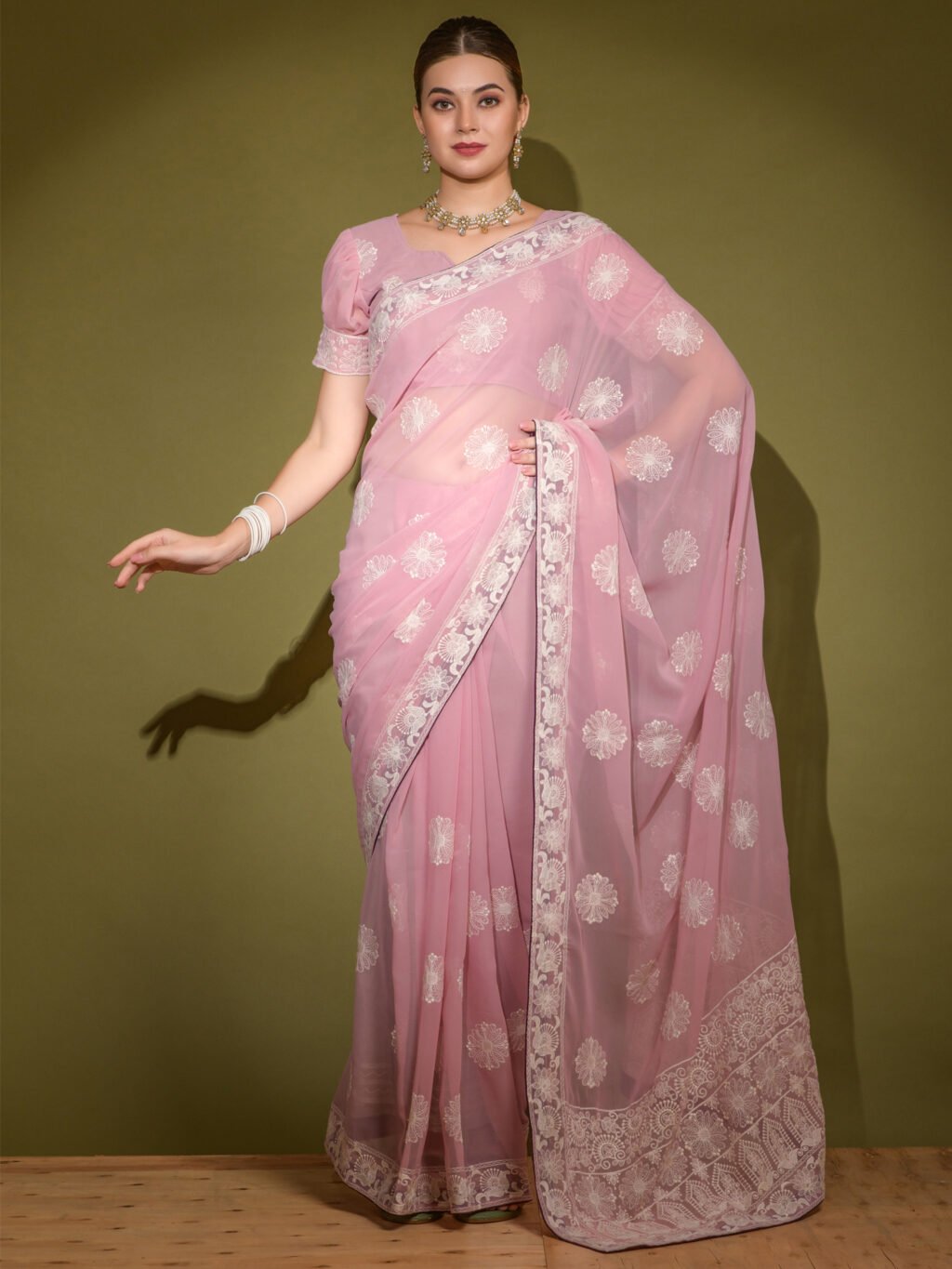 Image of Mauve Georgette Saree