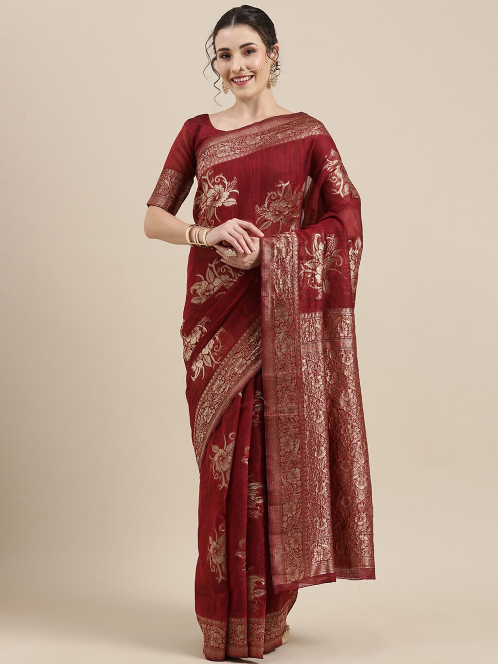 Image of Maroon Silk Saree