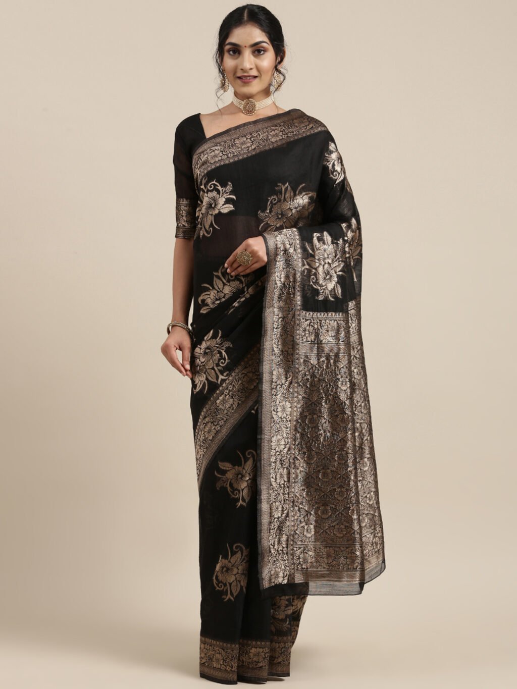 Image of Black Silk Saree