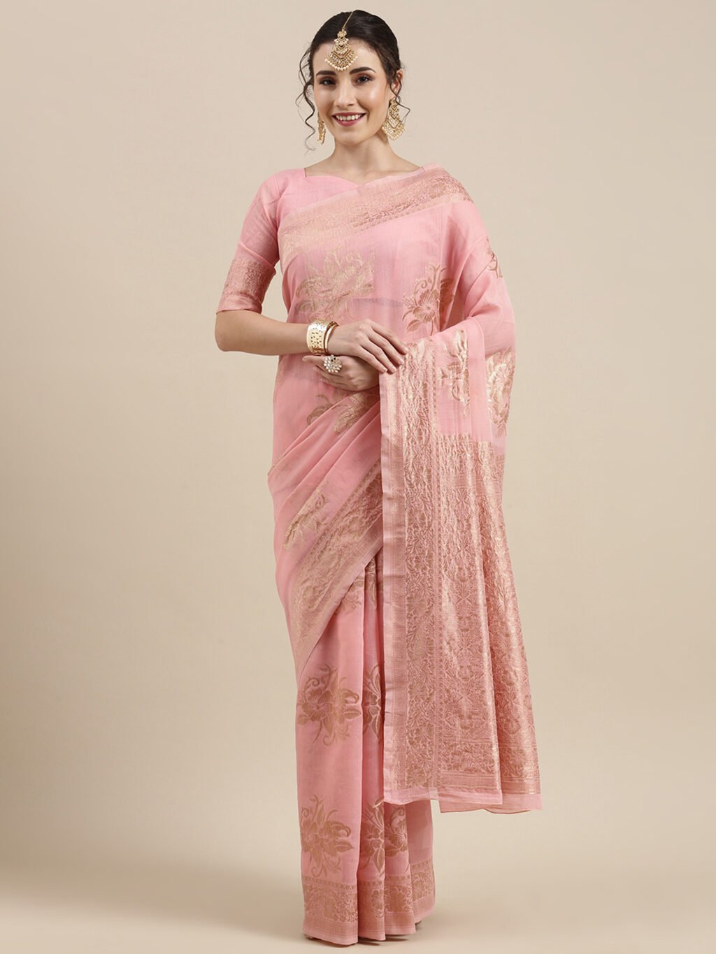 Image of Pink Silk Saree