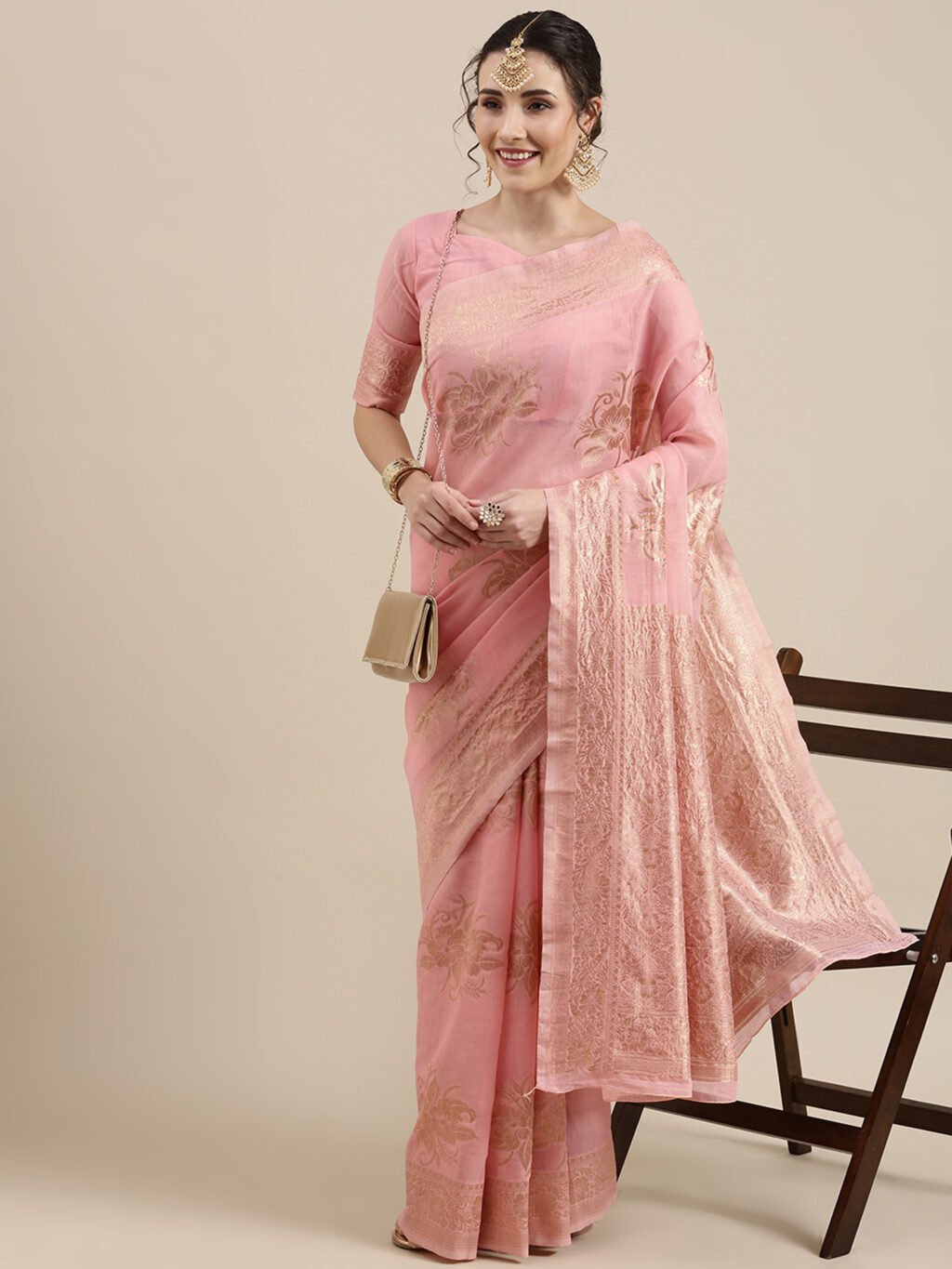 Pink Silk Saree - Image 3