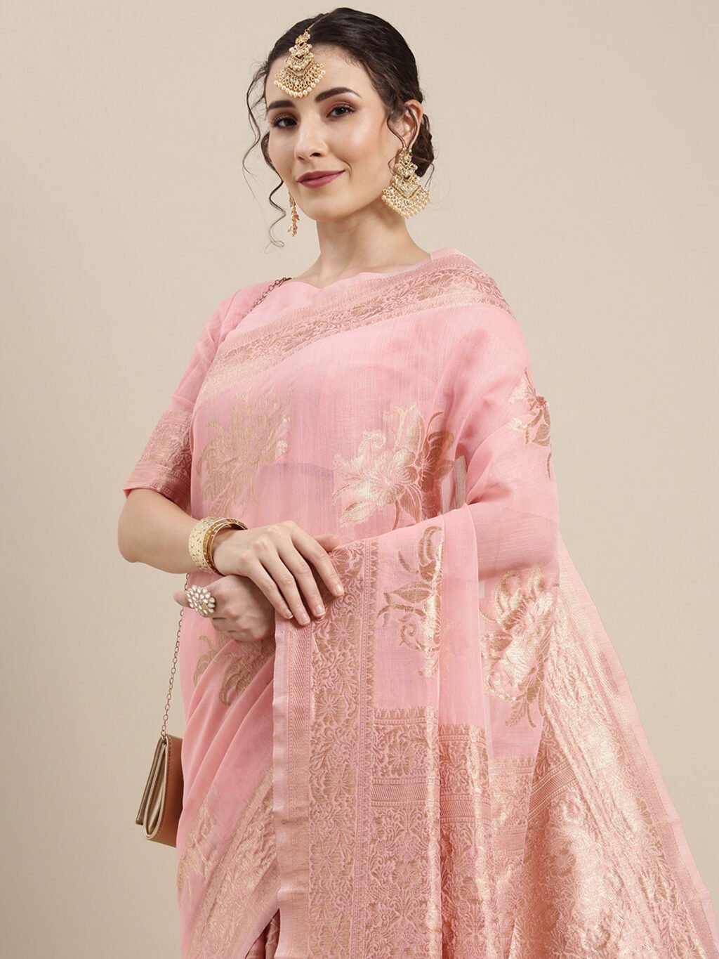 Pink Silk Saree - Image 4