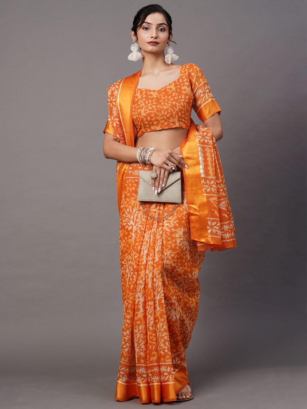 Image of Mustard Cotton Saree