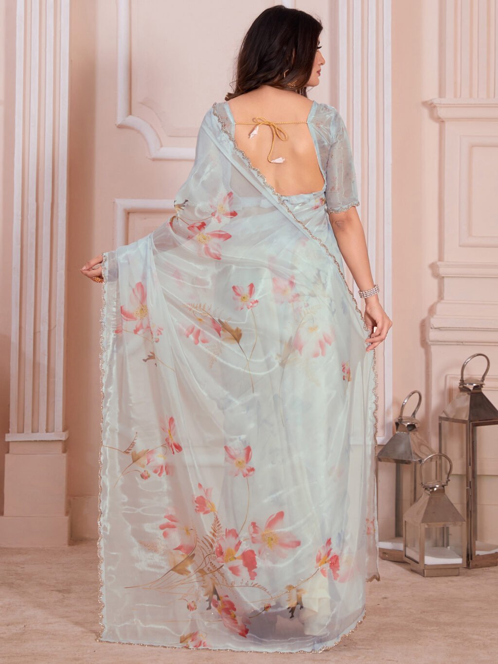 showcasing the beauty and craftsmanship of Party Wear Saree.