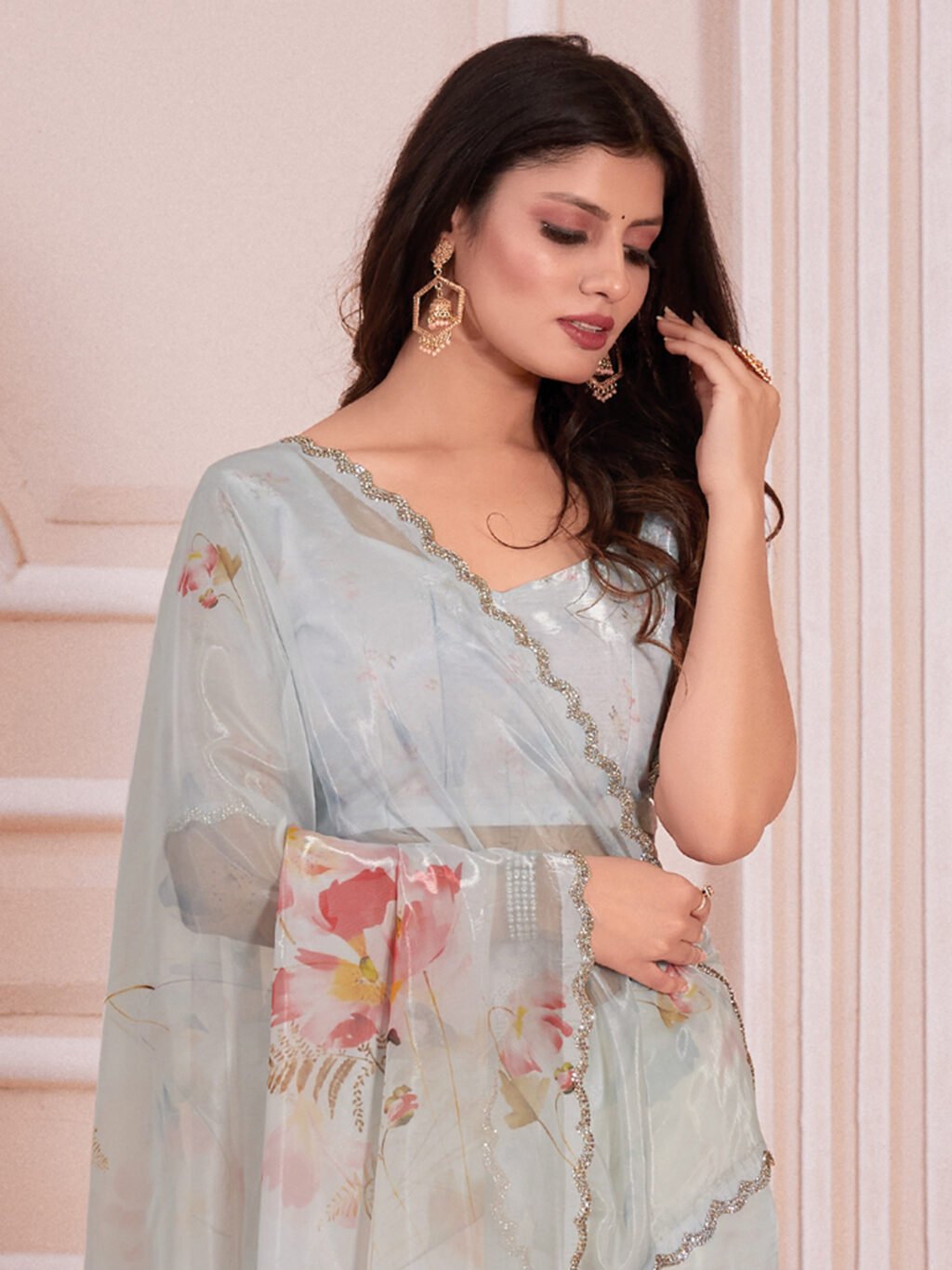 Light Blue Saree - Image 3