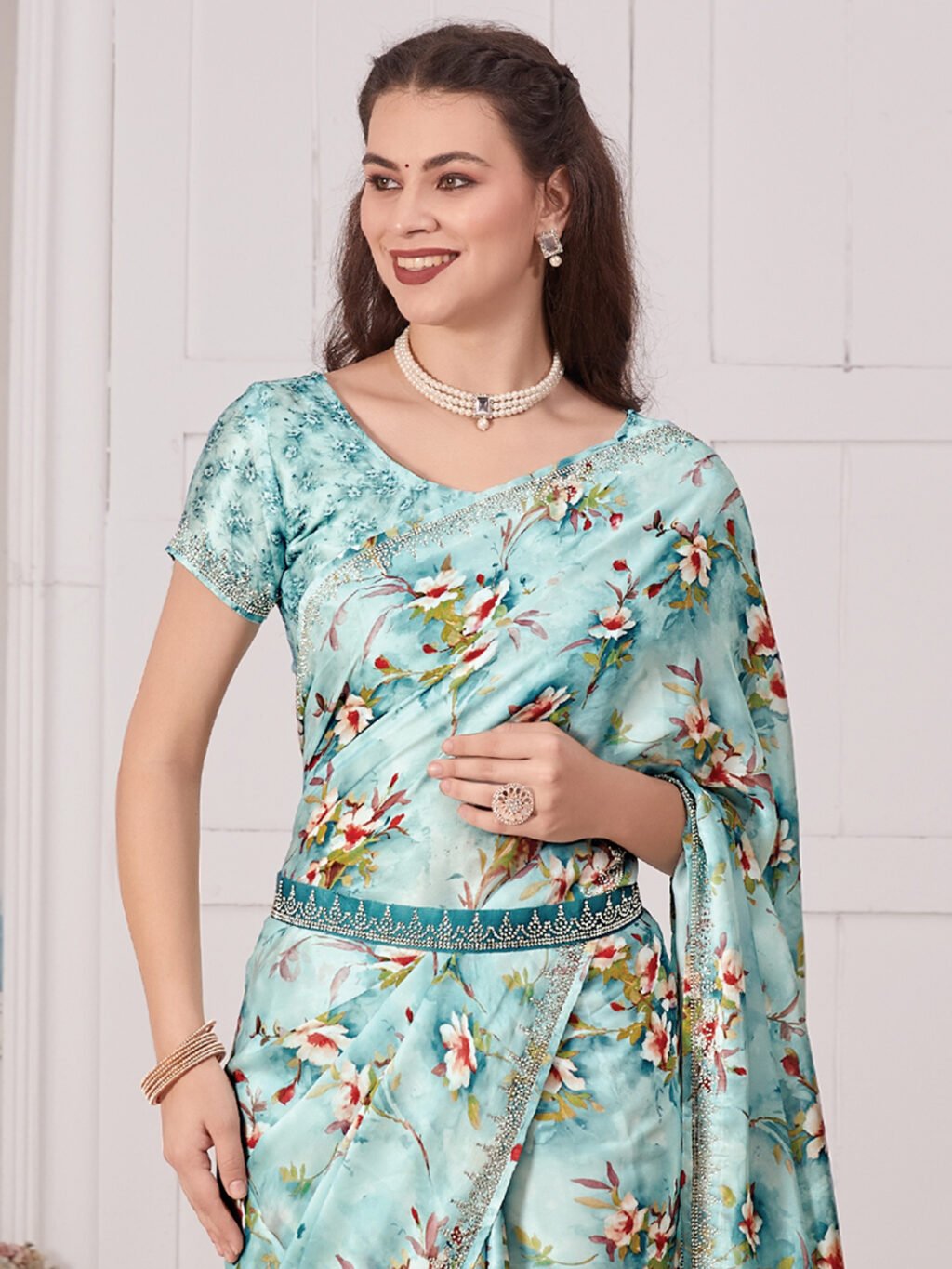 Light Blue Silk Saree - Image 3
