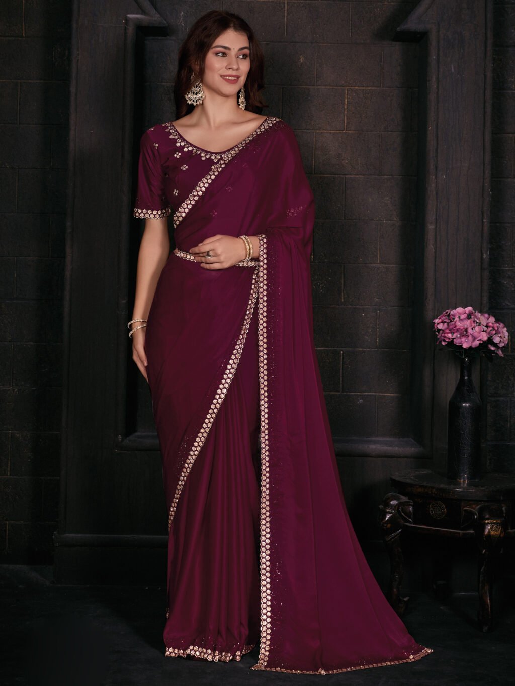 Image of Pink Silk Saree