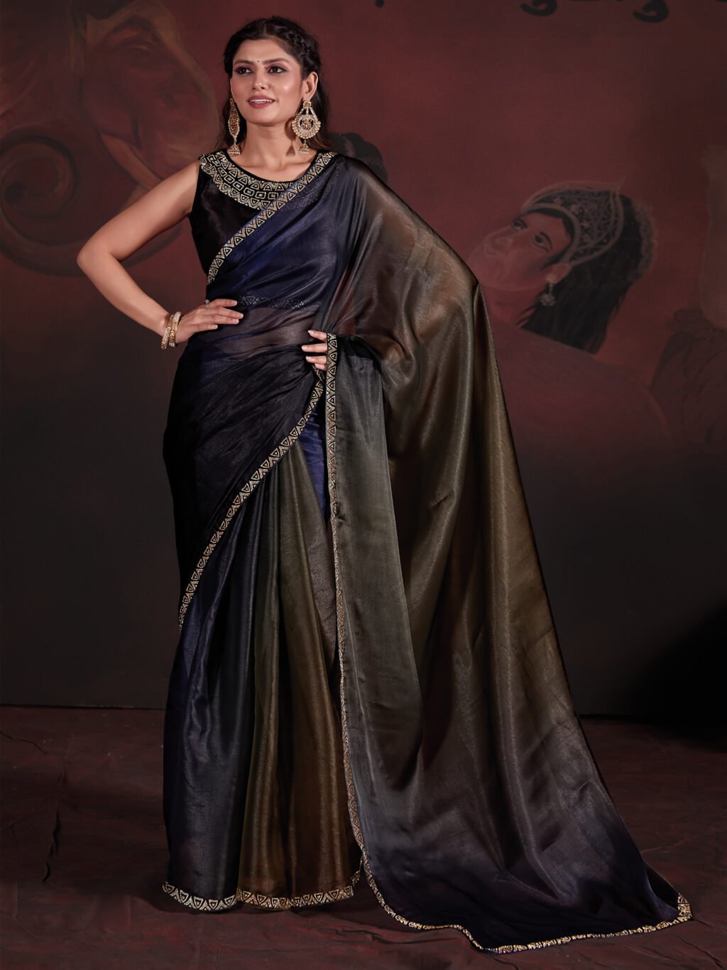 Image of Navy Blue Saree