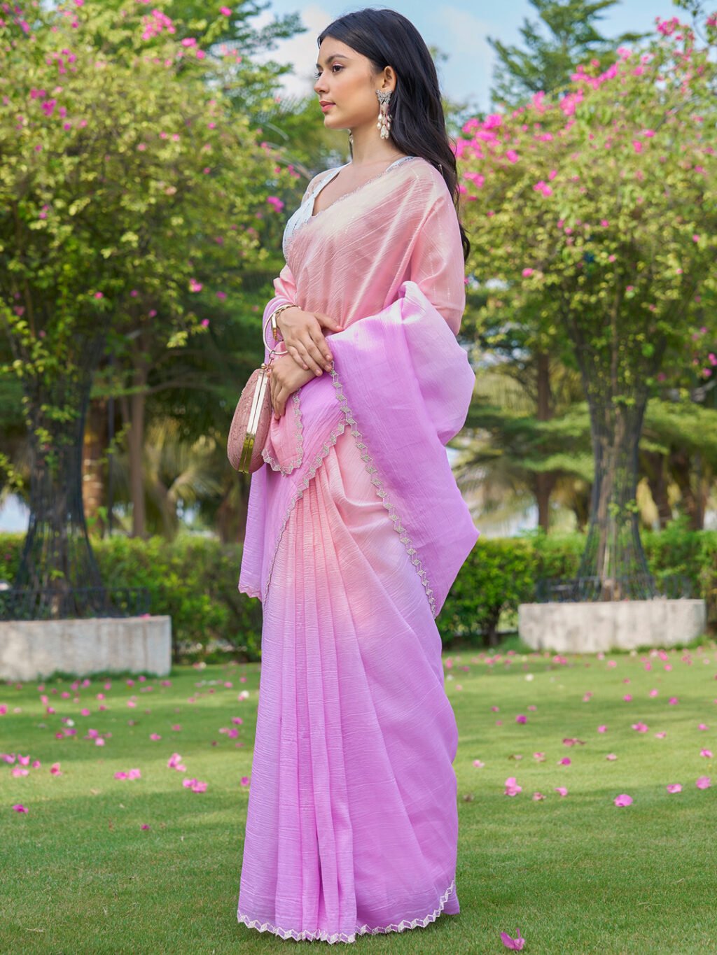 Pink Silk Saree - Image 3