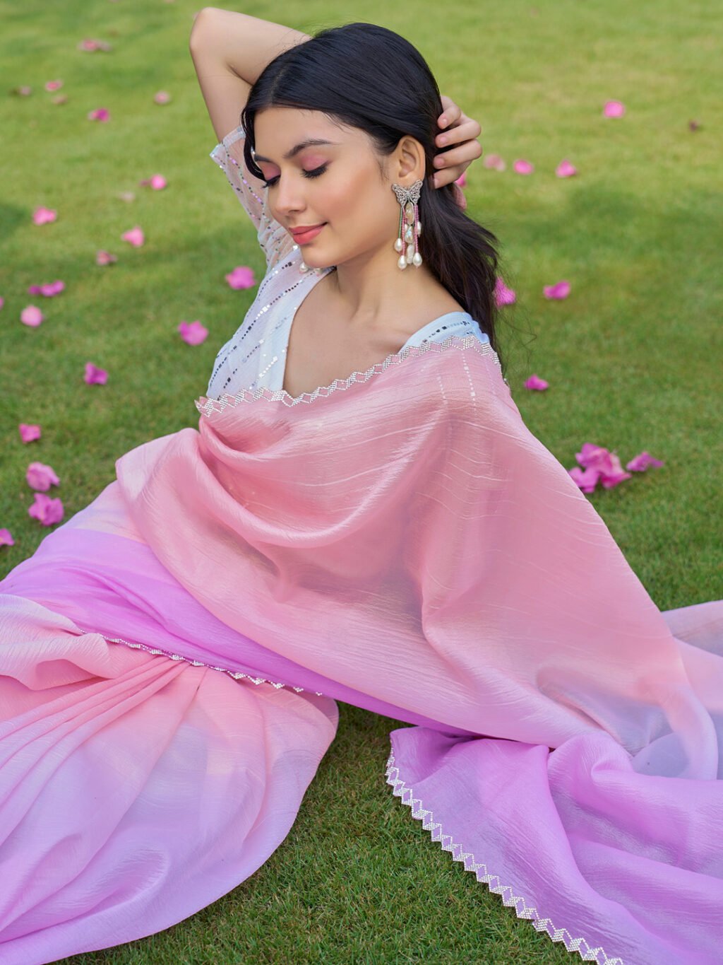 Pink Silk Saree - Image 4