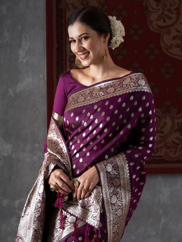 Image of Purple Silk Saree
