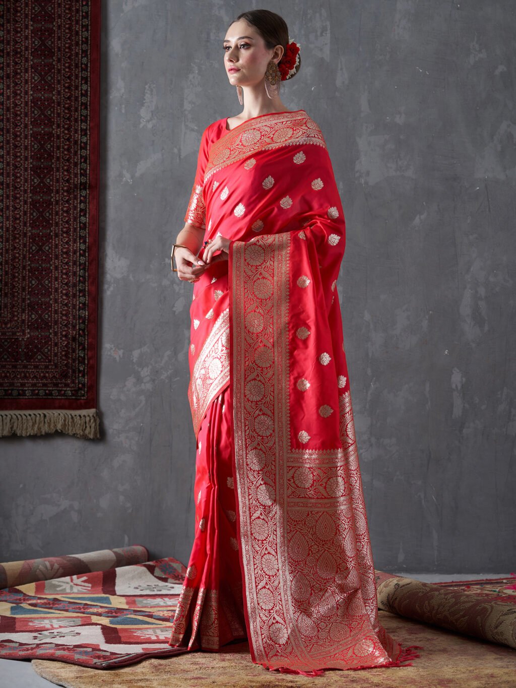 Bridal Red Kanjeevaram Silk Saree - Image 4