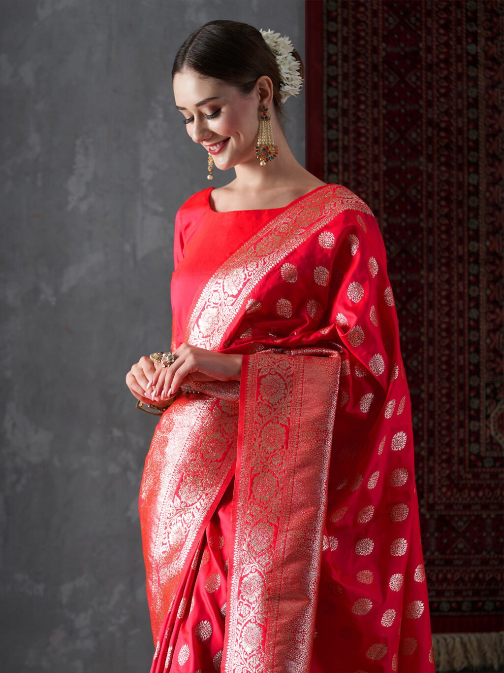 Image of Red Silk Saree