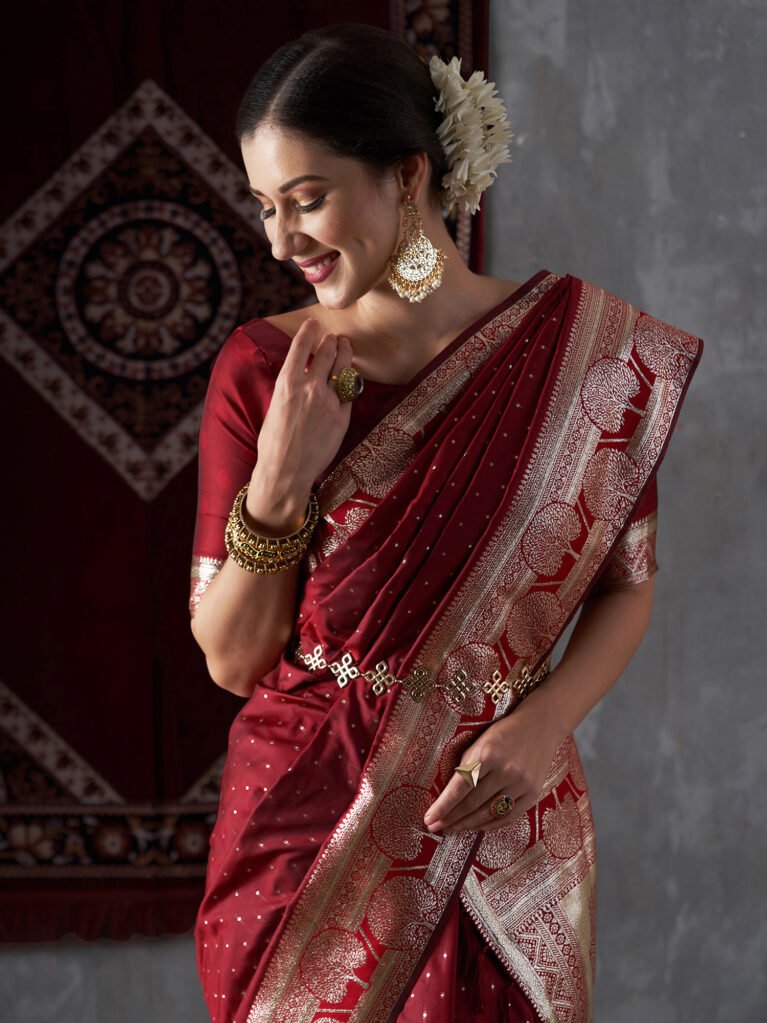 Image of Maroon Silk Saree
