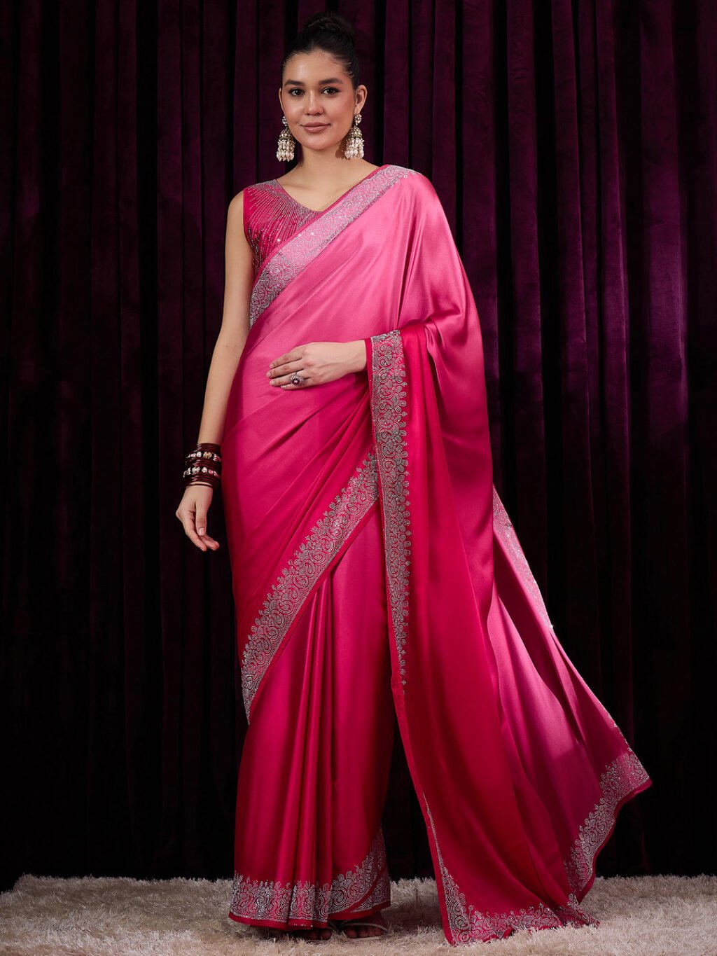 Image of Pink Silk Saree