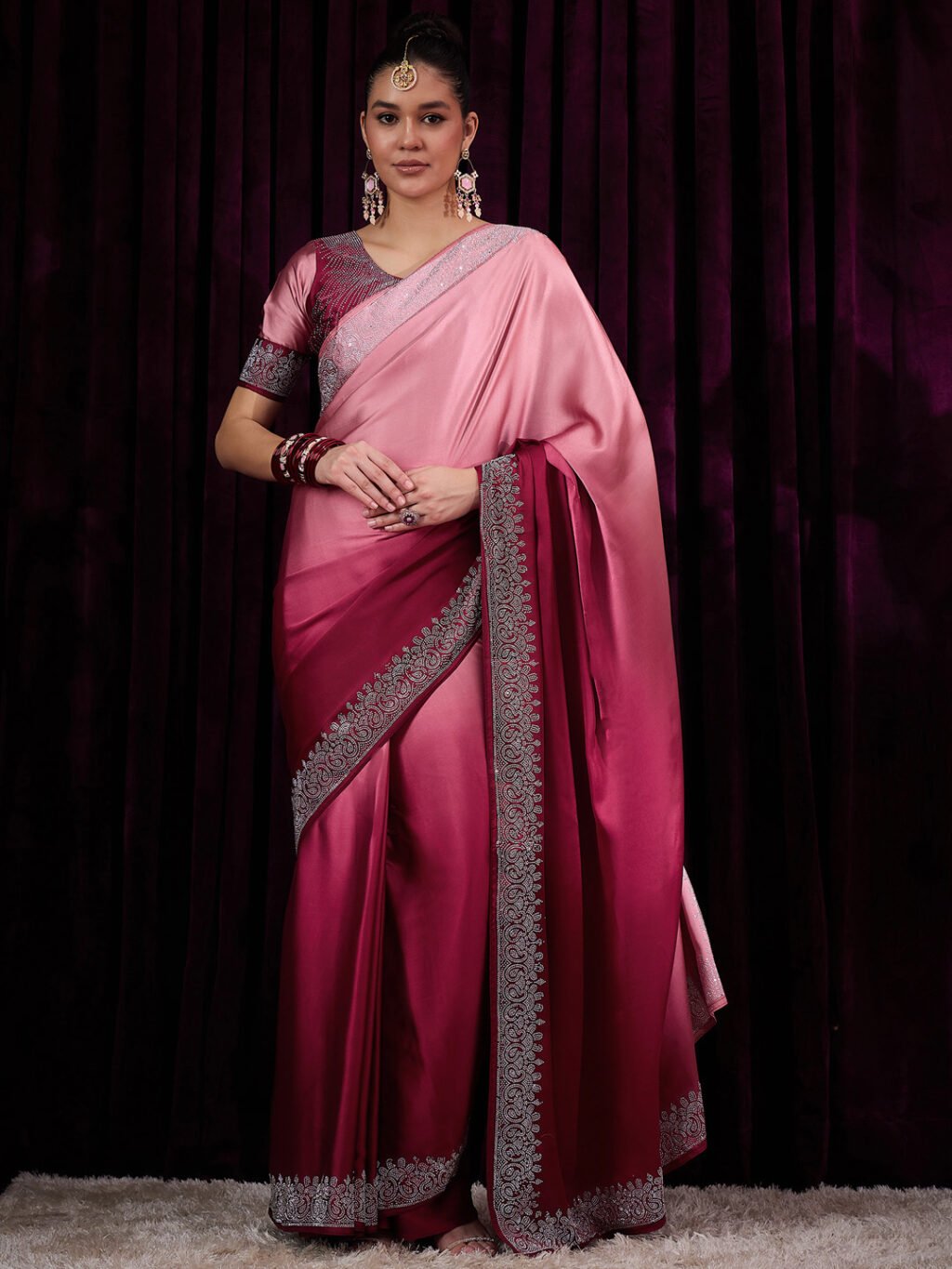 Image of Pink Silk Saree
