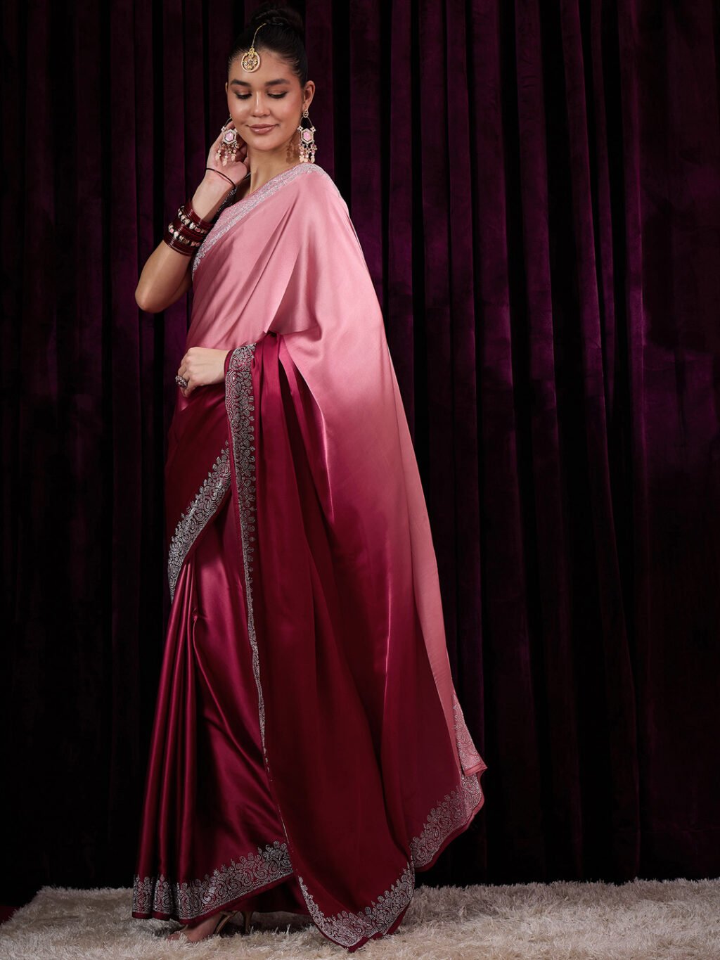 Pink Silk Saree - Image 3