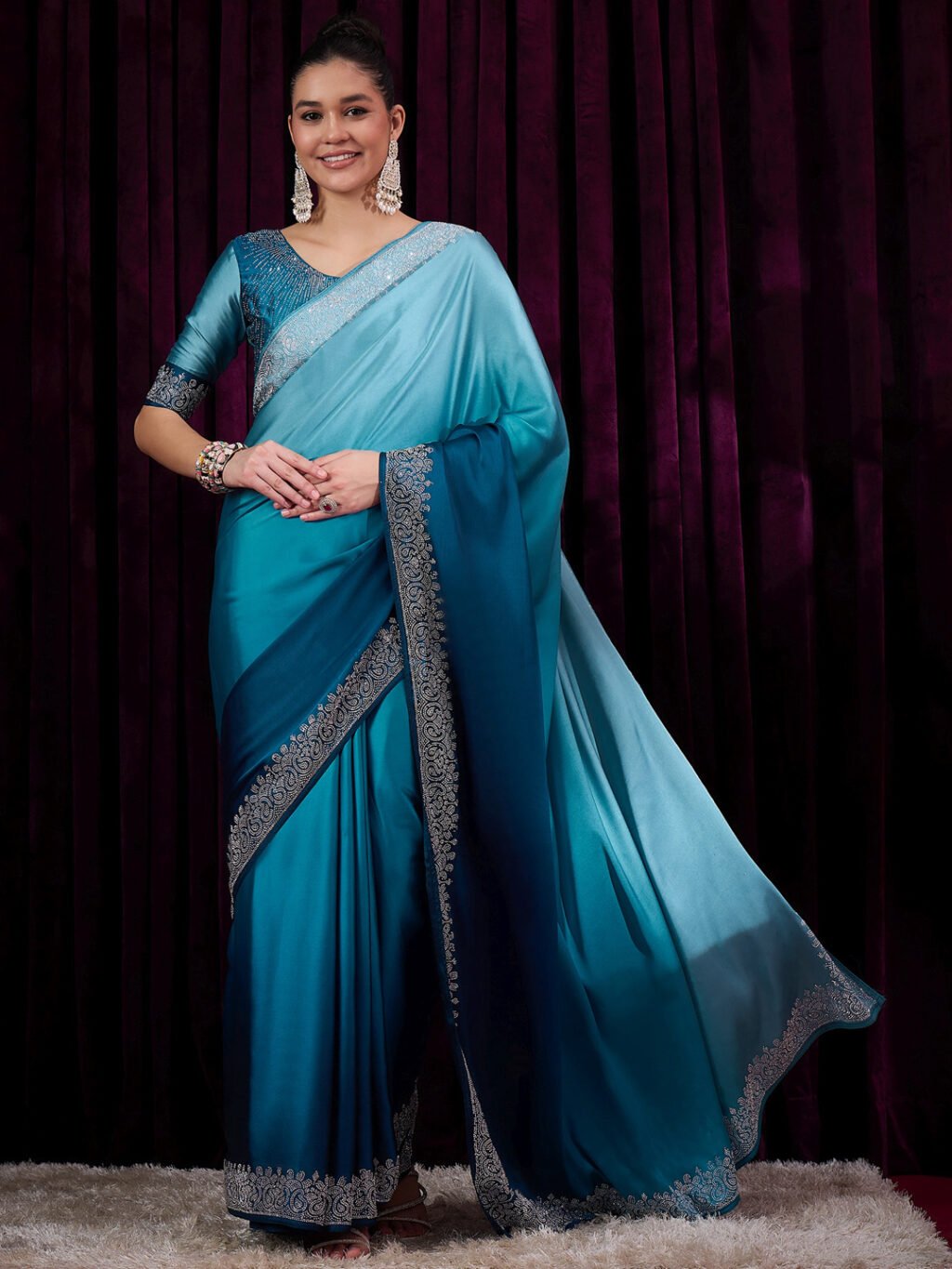 Image of Blue Silk Saree