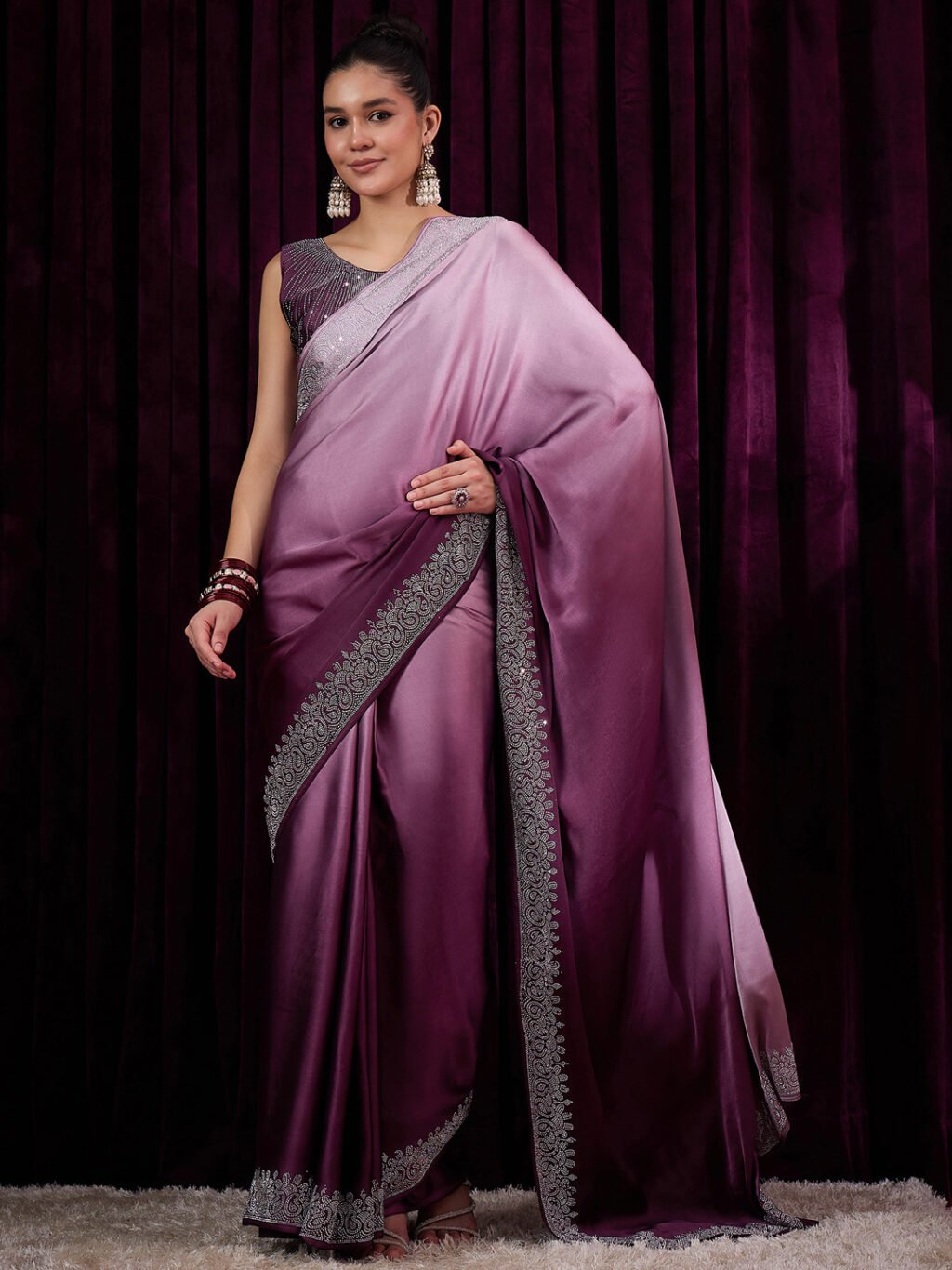 Image of Magenta Silk Saree