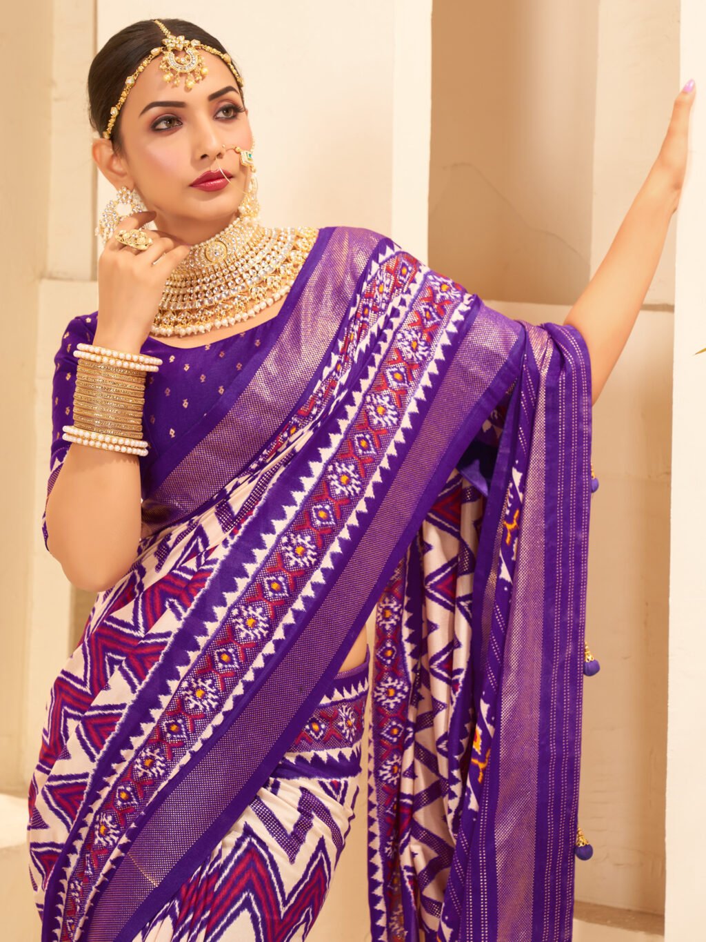 Purple Silk Saree - Image 3
