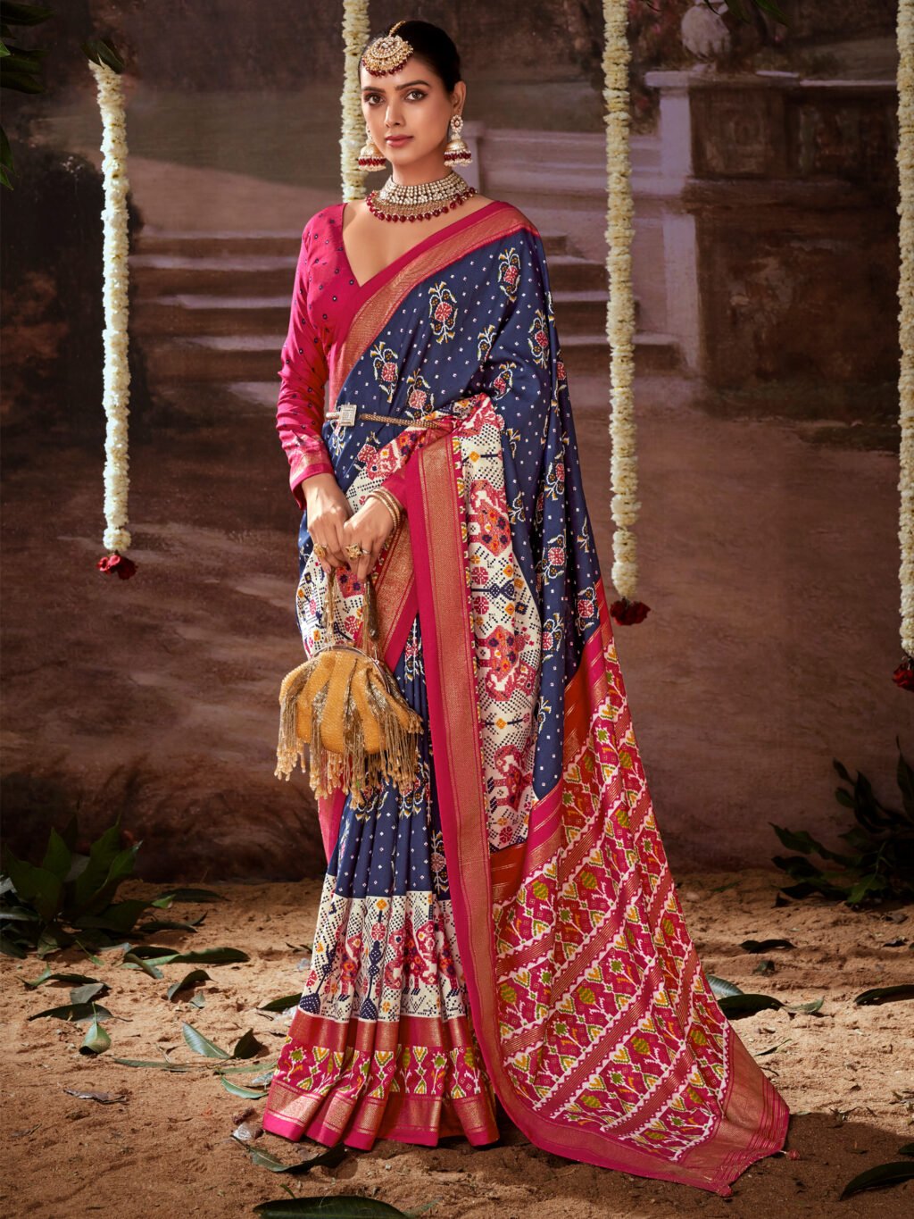 Image of Navy Blue Silk Saree