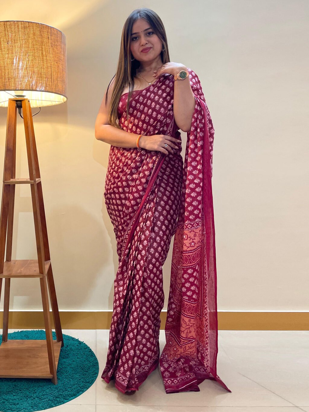 Image of Magenta Chiffon Saree Cotton Saree