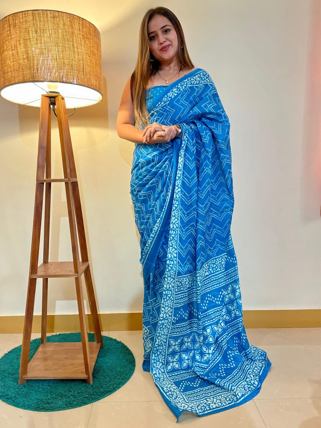 Image of Blue Chiffon Saree Cotton Saree