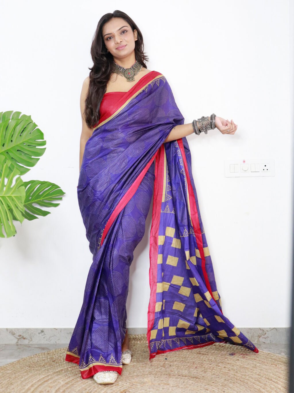 Image of Purple Chiffon Saree Cotton Saree