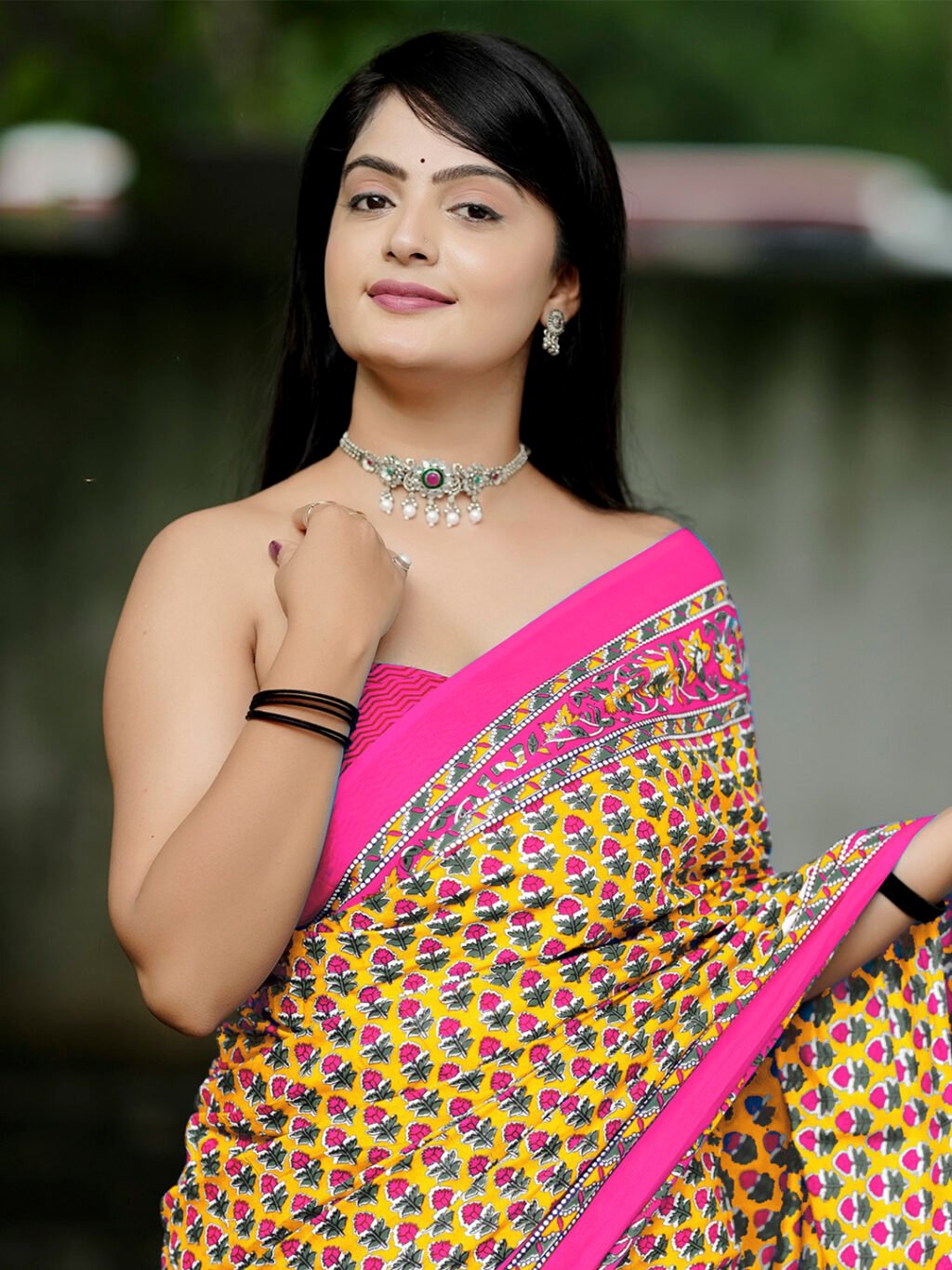 Yellow Cotton Saree - Image 3