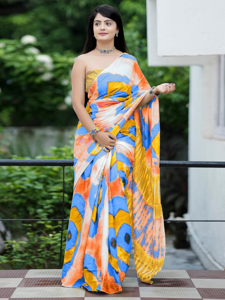 Image of Multicolored Cotton Saree