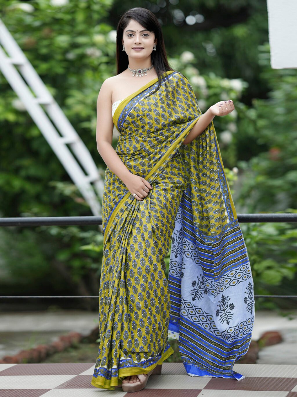 Image of Olive Cotton Saree
