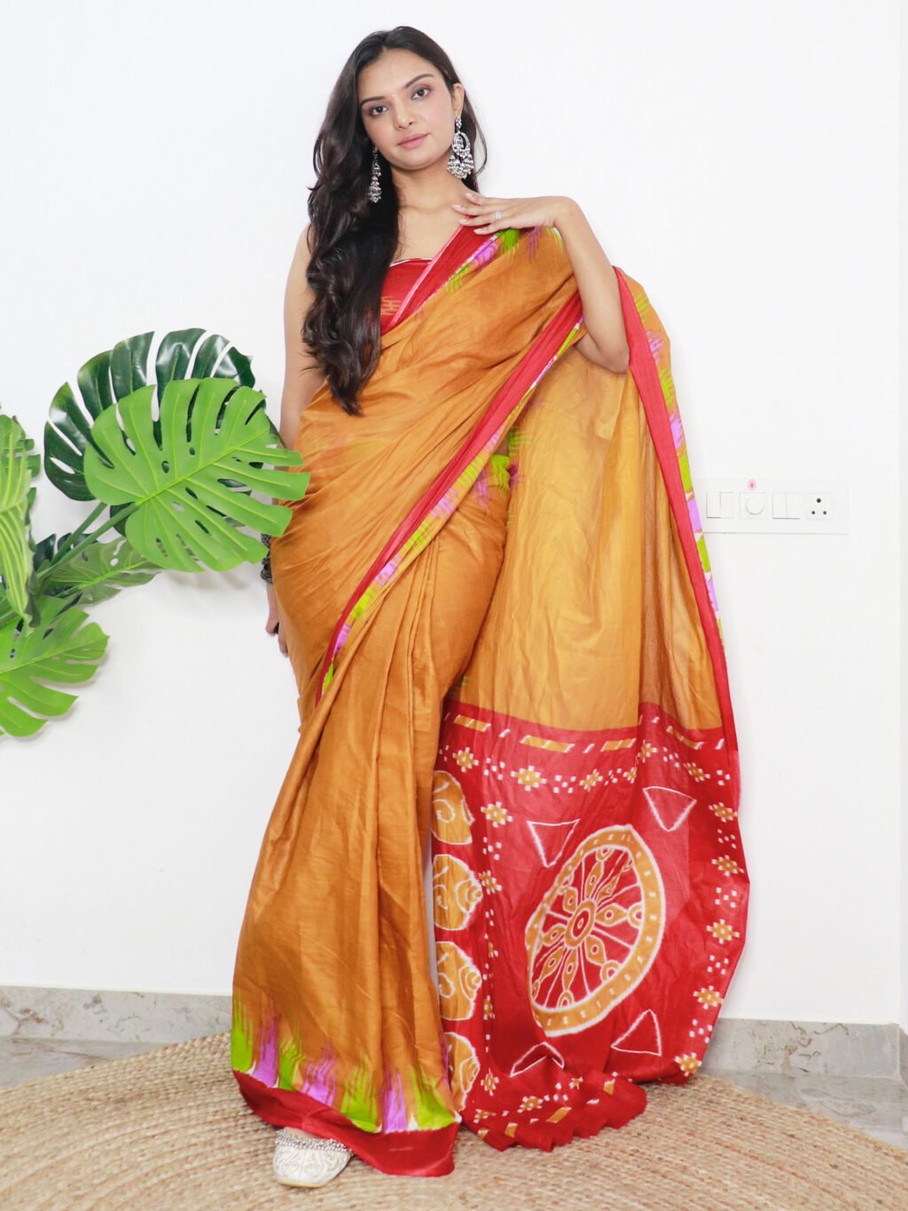 Image of Orange Chiffon Saree Cotton Saree