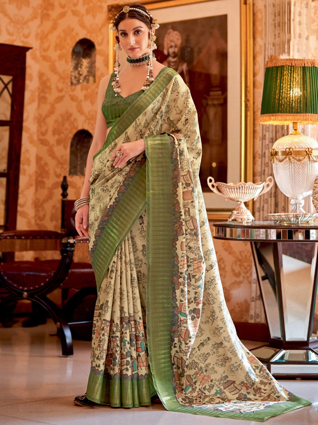 Image of Cream Silk Saree