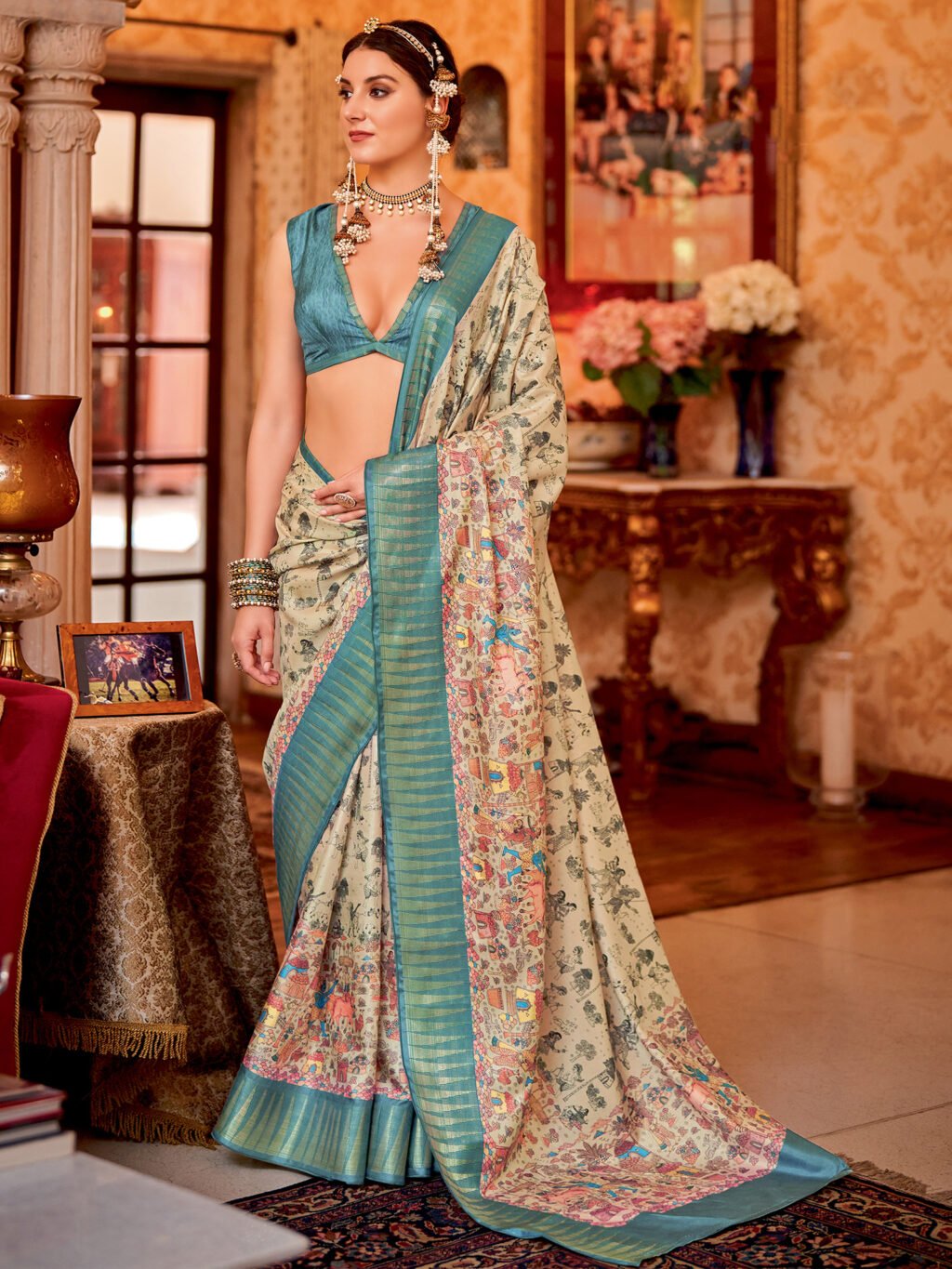 Image of Cream Silk Saree